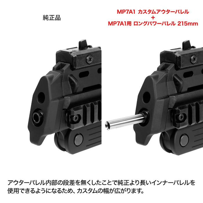 Nineball SAS Short Outer Barrel with -14mm CCW Adapter for TM MP7 AEG/GBB by Laylax