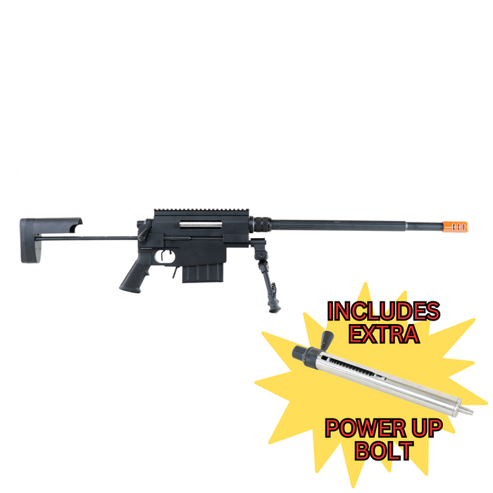Package Deal: Nemesis Arms VANQUISH Bolt Action Airsoft Sniper Rifle with Hard Case and extra Power Up Bolt