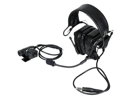 Bravo Airsoft Headset #8 in Black with PTT for Motorola 1 Pin
