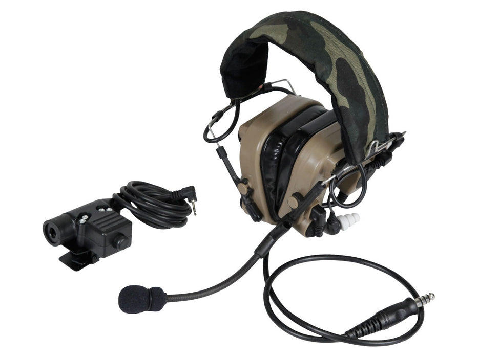 Bravo Airsoft Headset #9 in TAN with PTT for Motorola 1 Pin